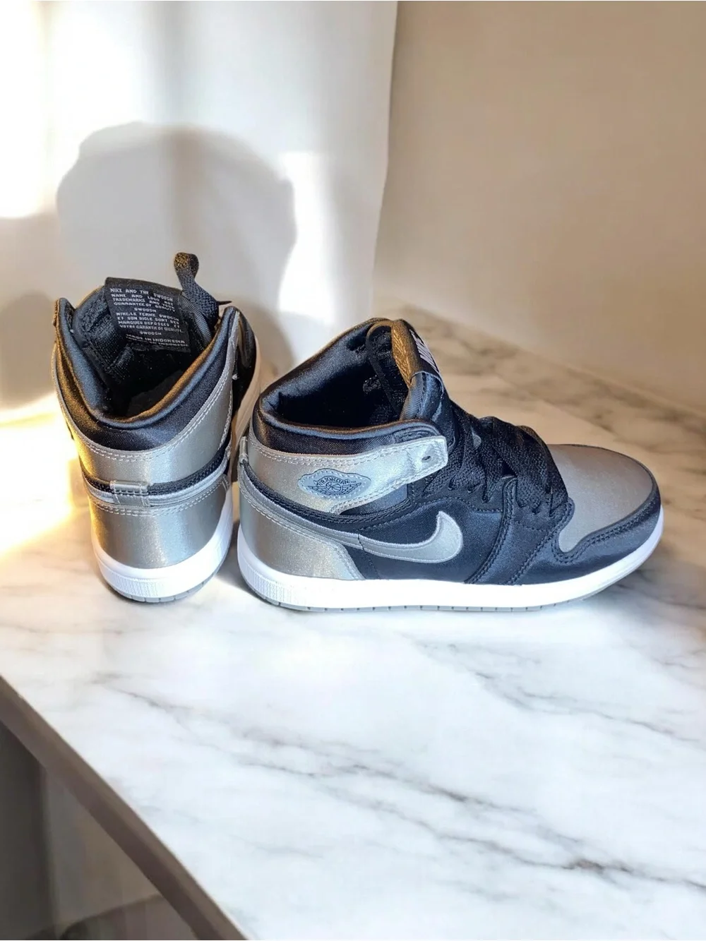 Nike Kids High-Top Sneakers in Black and Silver Metallic